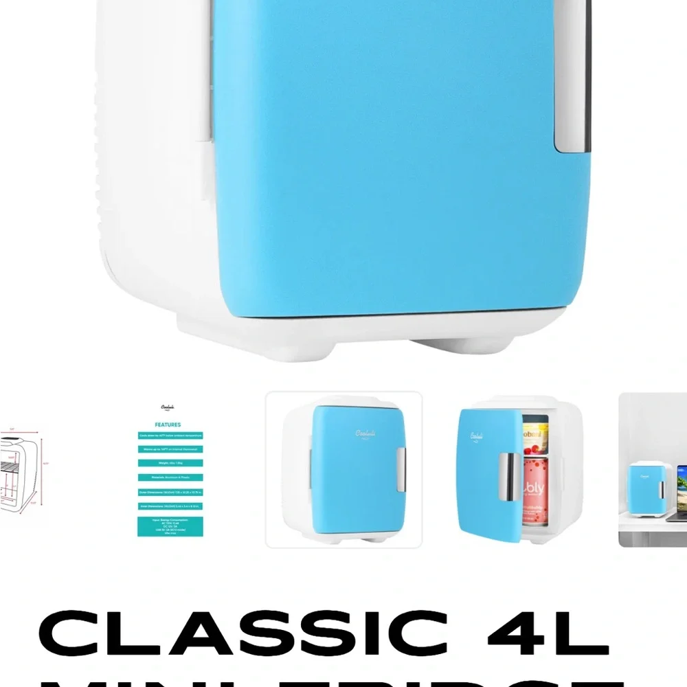 Blue Mini Fridge skincare Organizer cooluli brand new never used